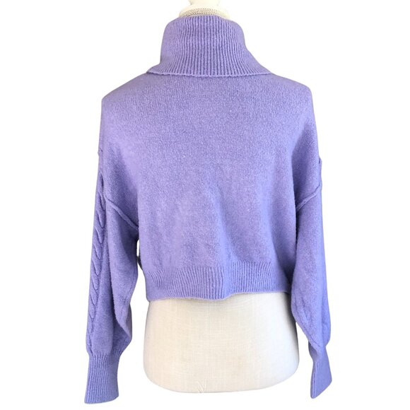 Wild Fable Lavender Cable Knit Turtleneck Sweater XS Cropped Ribbed Pullover Top - Picture 6 of 8